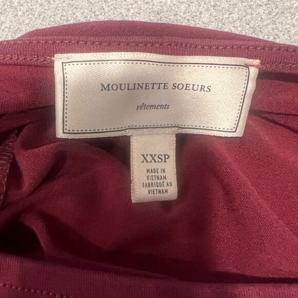 Moulinette Soeurs Dress Womens 2XSP Petite Wine Ruched Boat Neck Bodycon Blouson - Picture 10 of 13